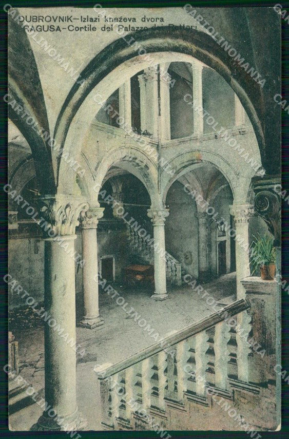 Croazia Croatia Ragusa Dubrovnik Cortile Modiano 9214 PIEGA cartolina RT6452 – fronte
