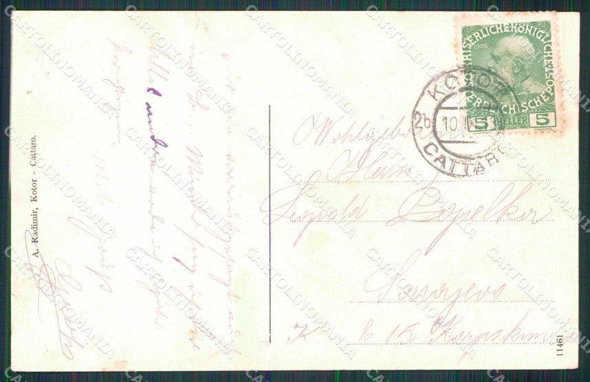 Montenegro Crna Gora Cattaro Kotor Molo Barche cartolina RT6574 – retro