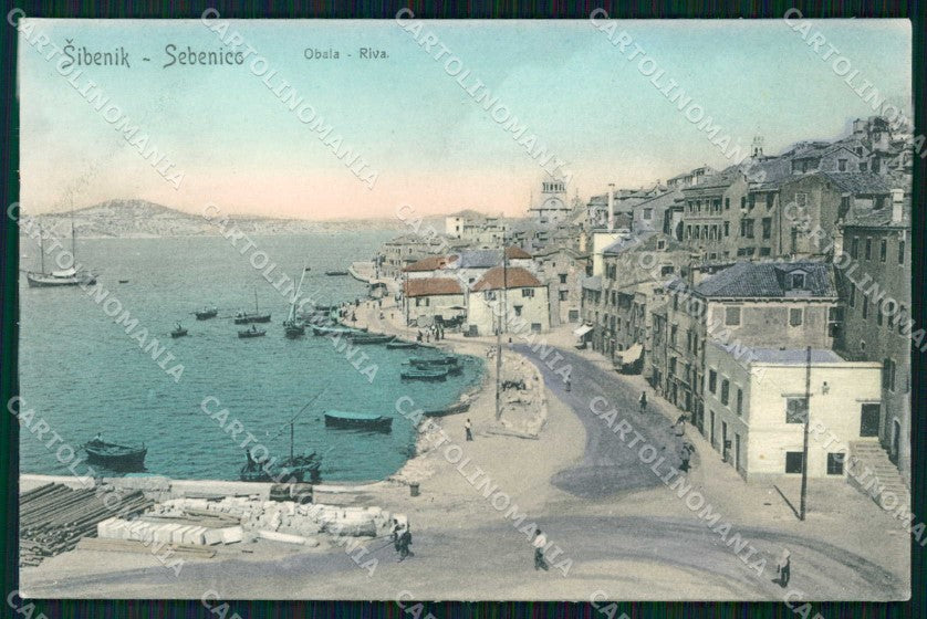 Croazia Croatia Sebenico Sibenik Riva Barche cartolina RT6617 – fronte