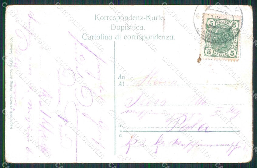 Croazia Croatia Sebenico Sibenik Riva Meacale Barche cartolina RT6626 – retro