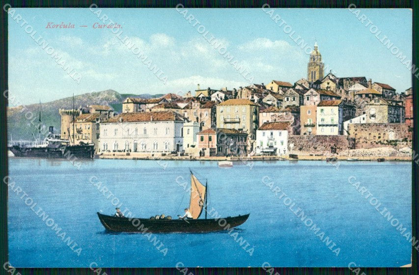 Croazia Croatia Curzola Korcula Vista dal Mare Barca cartolina RT6767 – fronte