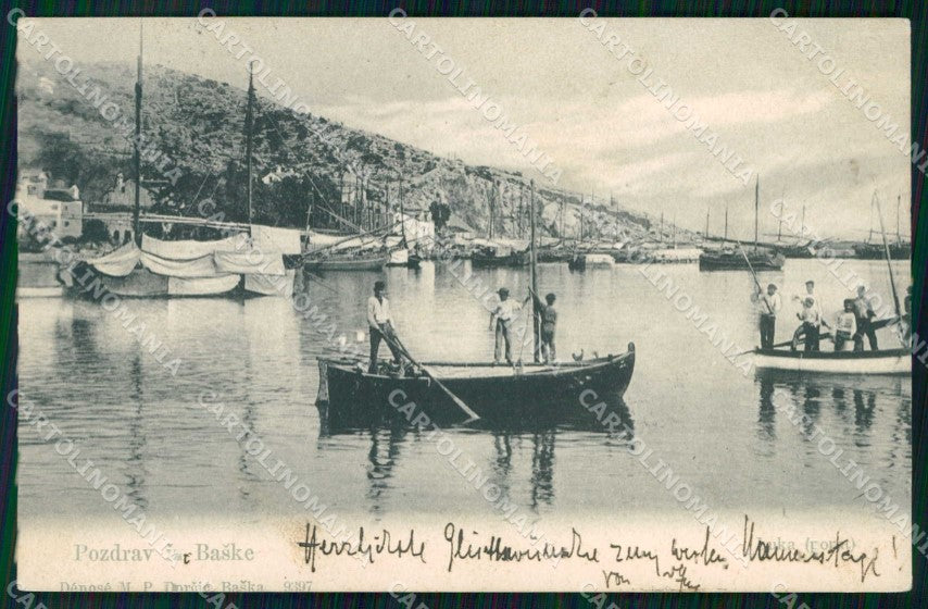 Croazia Croatia Bescanuova Baska Saluti da Porto Barche cartolina RT6794 – fronte