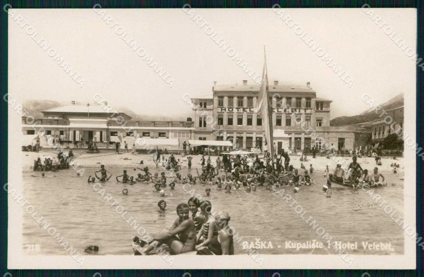 Croazia Croatia Bescanuova Baska Hotel Velebit Spiaggia Foto cartolina RT6803 – fronte