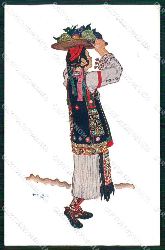 Croazia Croatia Ragazza della Dalmazia Costumi cartolina RT6836 – fronte