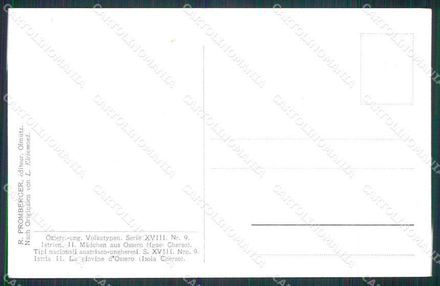 Croazia Croatia Cherso Cres Giovine d'Ossero Costumi cartolina RT6841 – retro