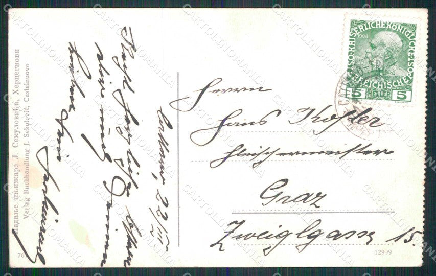 Montenegro Crna Gora Cattaro Dobrota Kotor Veduta dal Mare cartolina RT6903 – retro