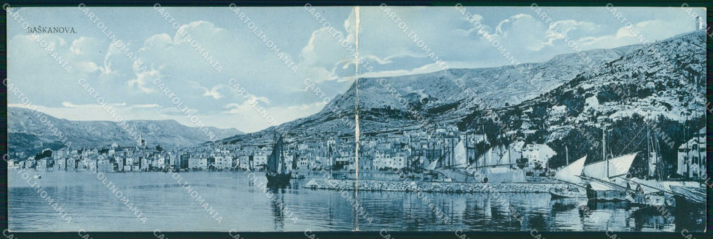 Croazia Croatia Bescanuova Baska Molo con Barche Doppia cartolina RT6913 – fronte