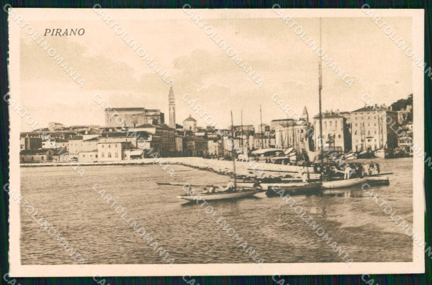 Slovenia Slovenija Pirano Piran Molo Barche cartolina RT6934 – fronte