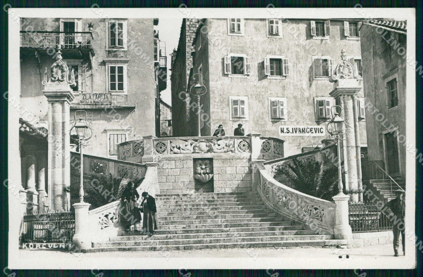 Croazia Croatia Curzola Korcula Piazza Foto cartolina RT7118 – fronte