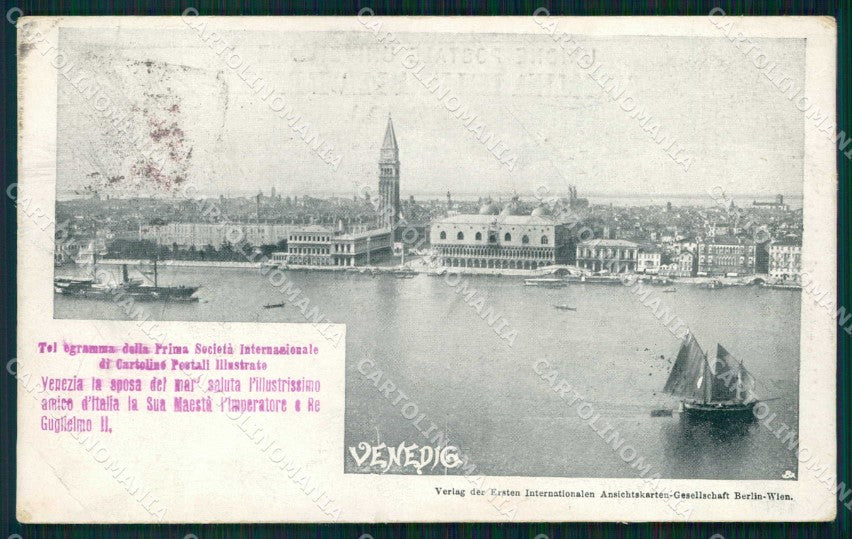 Venezia Città Telegramma Prima Società Cartoline Postali cartolina RT7156 – fronte