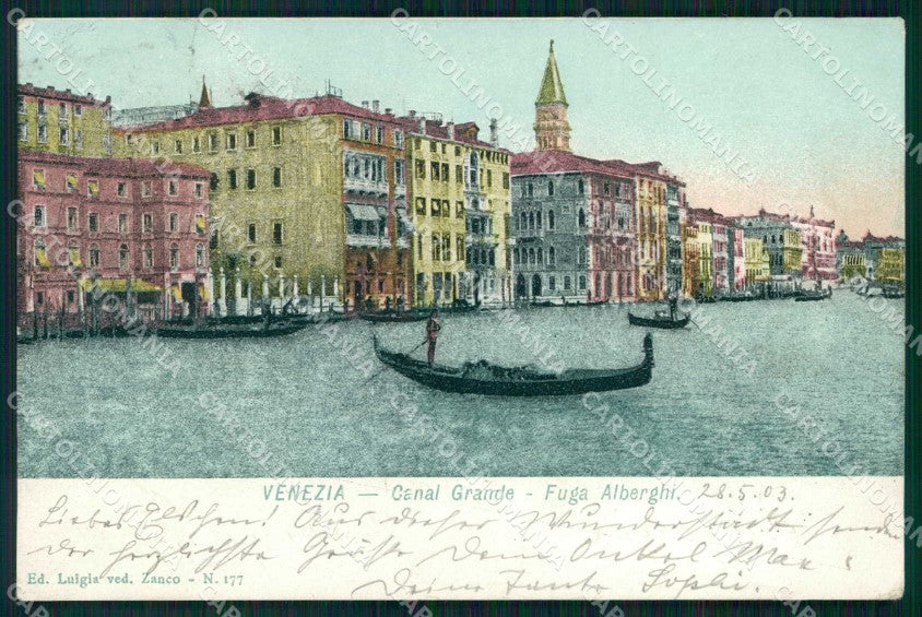 Venezia Città Canal Grande Fuga Alberghi cartolina RT7157 – fronte