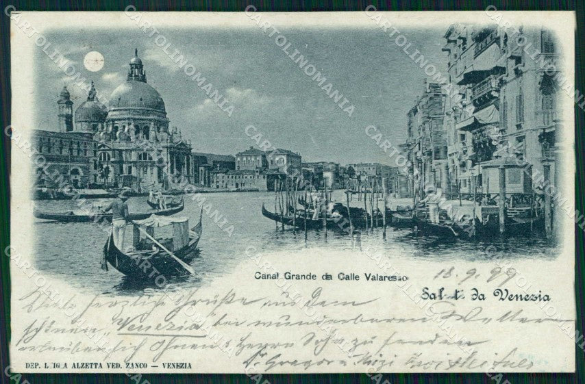 Venezia Città Saluti da Canal Grande Chiaro di Luna cartolina RT7163 – fronte