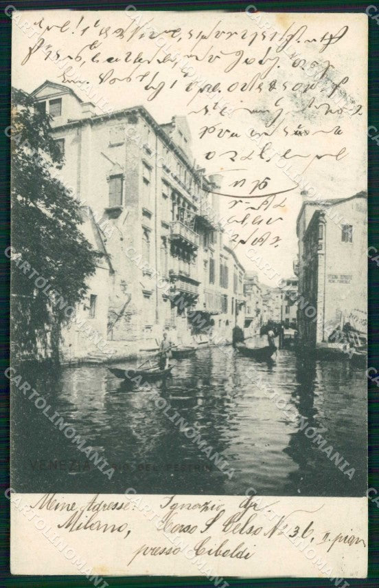 Venezia Città Gondolieri nel Canale Interno cartolina RT7168 – fronte