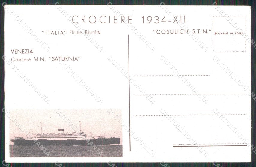 Venezia Città Veduta da Nave da Crociera Saturnia cartolina RT7211 – retro