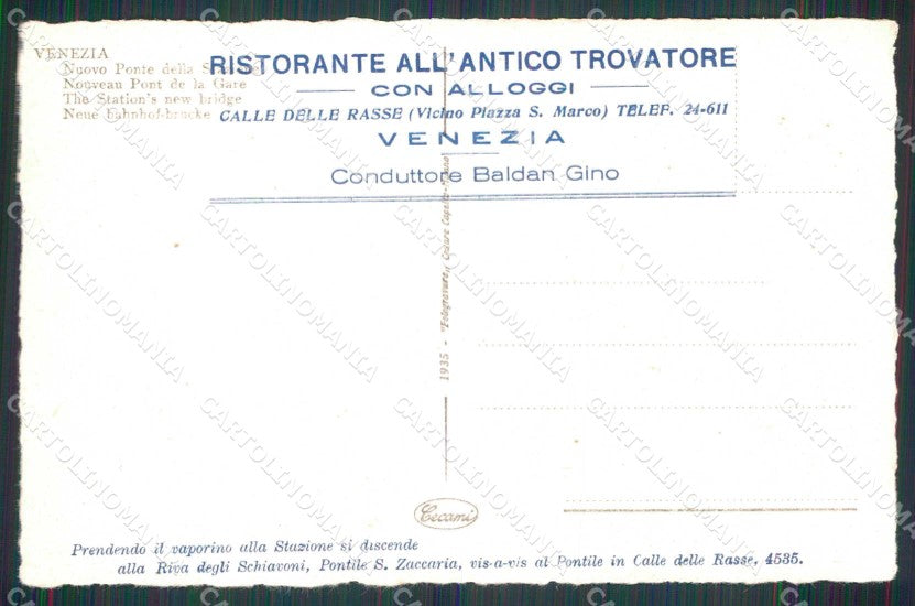 Venezia Città Ponte della Stazione cartolina RT7233 – retro