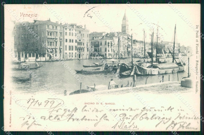 Venezia Città Bacino San Marco Gondole Barche Modiano 408 cartolina RT7234 – fronte