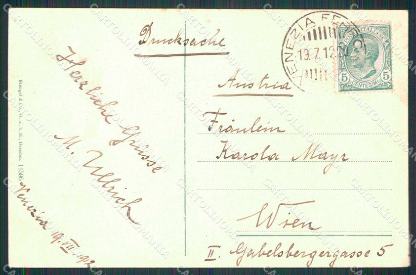 Venezia Città Veduta del Canal Regio Barche Stengel 11595 cartolina RT7259 – retro