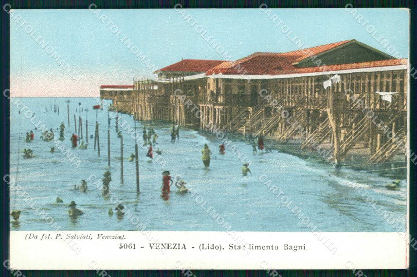 Venezia Città Lido di Stabilimento Bagni cartolina RT7285 – fronte