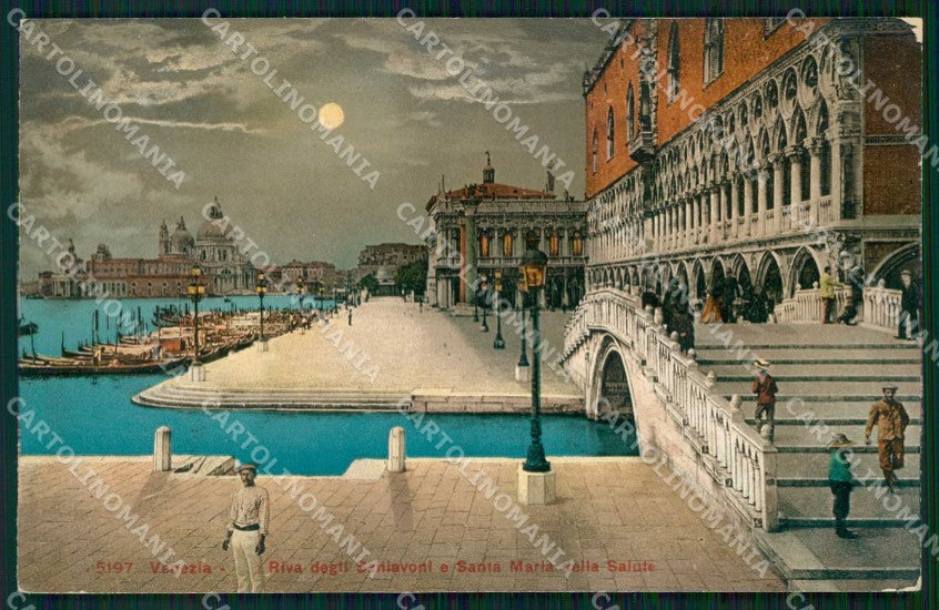 Venezia Città Riva Schiavoni Santa Maria Salute Chiaro di Luna cartolina RT7317 – fronte