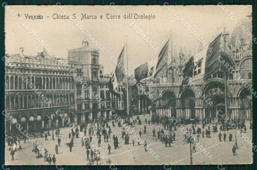 Venezia Città Chiesa San Marco Torre dell'Orologio cartolina RT7356 – fronte