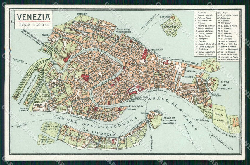Venezia Città Mappa Geografica cartolina RT7360 – fronte