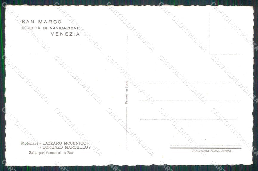 Venezia Città Società Navigazione Sala Fumatori Bar cartolina RT7386 – retro