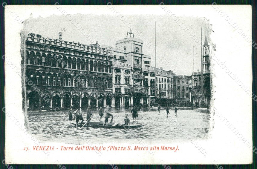 Venezia Città Torre dell'Orologio Piazza San Marco Alta Marea cartolina RT7401 – fronte