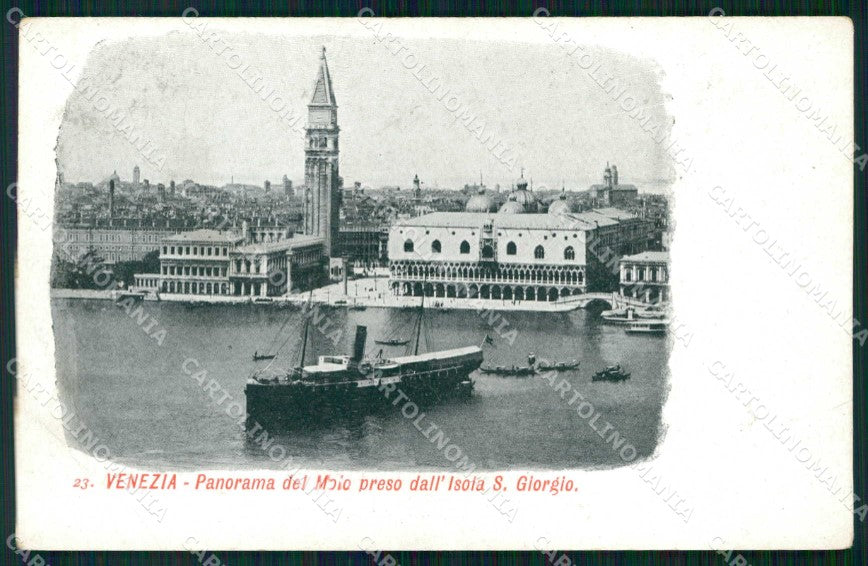 Venezia Città Veduta del Molo da Isola San Giorgio Piroscafo cartolina RT7402 – fronte