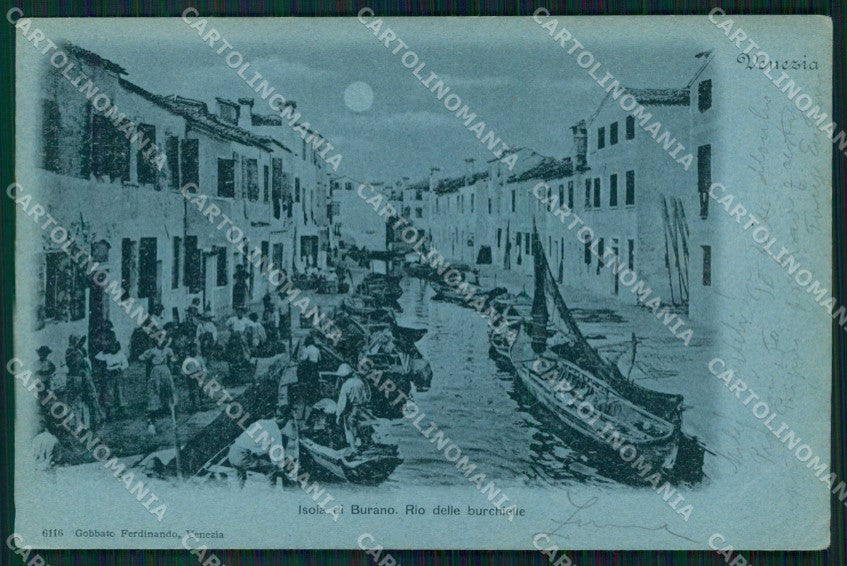 Venezia Città Burano Chiaro di Luna PIEGHINA Gobbato 6116 cartolina RT7417 – fronte
