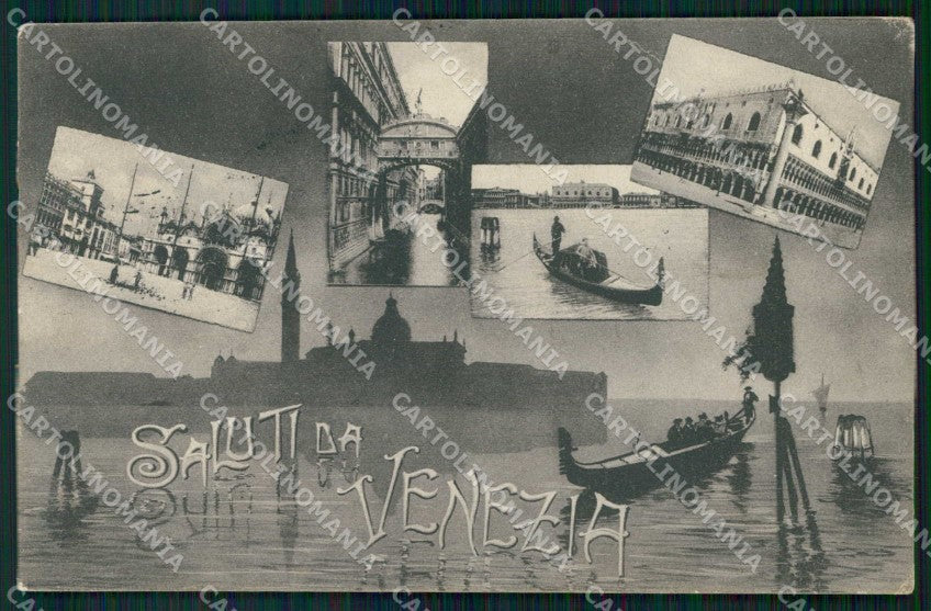 Venezia Città Saluti da Piazza San Marco Gondole cartolina RT7427 – fronte