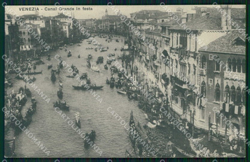 Venezia Città Canal Grande in Festa Barche RIFILATA cartolina RT7442 – fronte