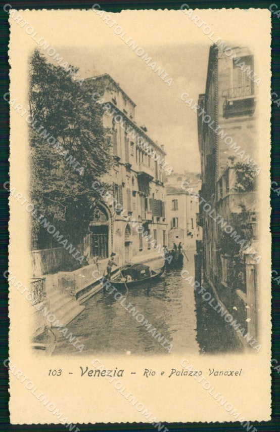Venezia Città Rio Palazzo Vanaxel Barche ABRASA cartolina RT7444 – fronte