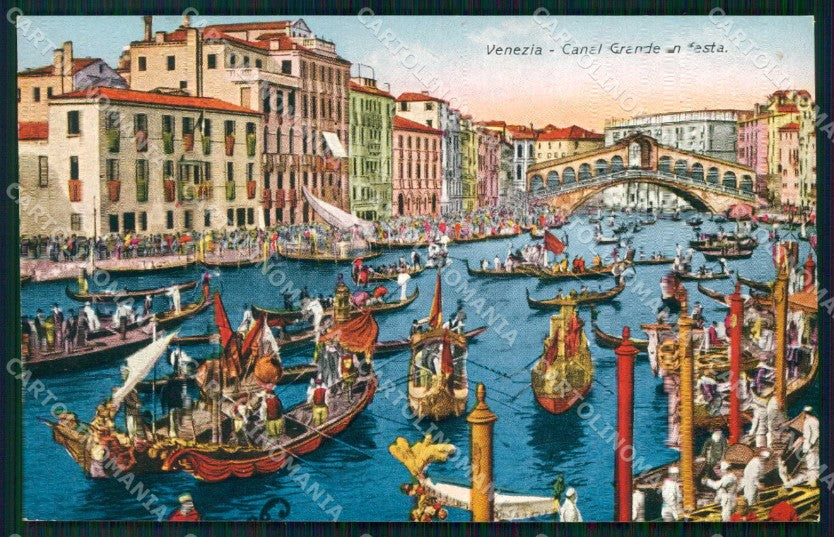 Venezia Città Canal Grande in Festa Barche cartolina RT7446 – fronte