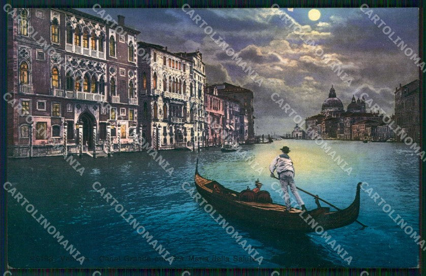 Venezia Città Canal Grande Gondola Chiaro di Luna cartolina RT7447 – fronte