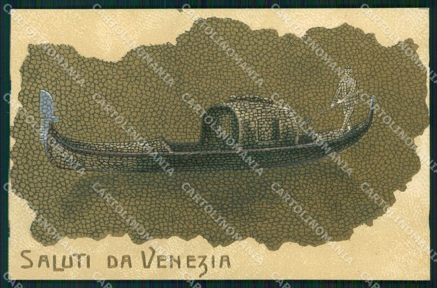 Venezia Città Saluti da Gondola in Rilievo cartolina RT7486 – fronte