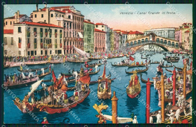 Venezia Città Canal Grande in Festa Barche cartolina RT7487 – fronte