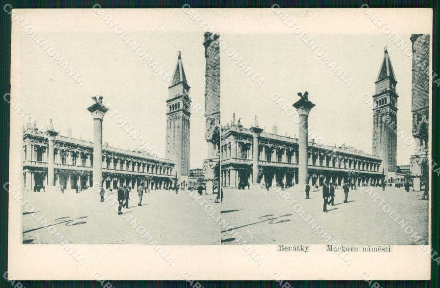 Venezia Città Piazza San Marco Campanile Stereoview cartolina RT7494 – fronte