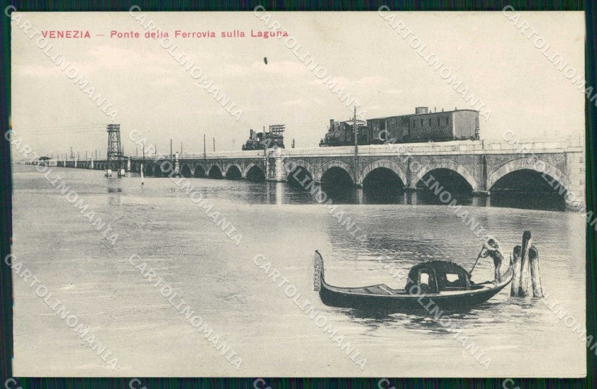 Venezia Città Ponte Ferrovia sulla Laguna Treno Gondola cartolina RT7501 – fronte