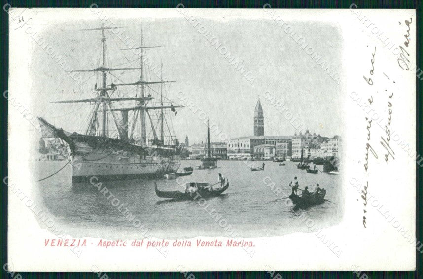 Venezia Città Aspetto dal Ponte della Veneta Marina Barche cartolina RT7508 – fronte