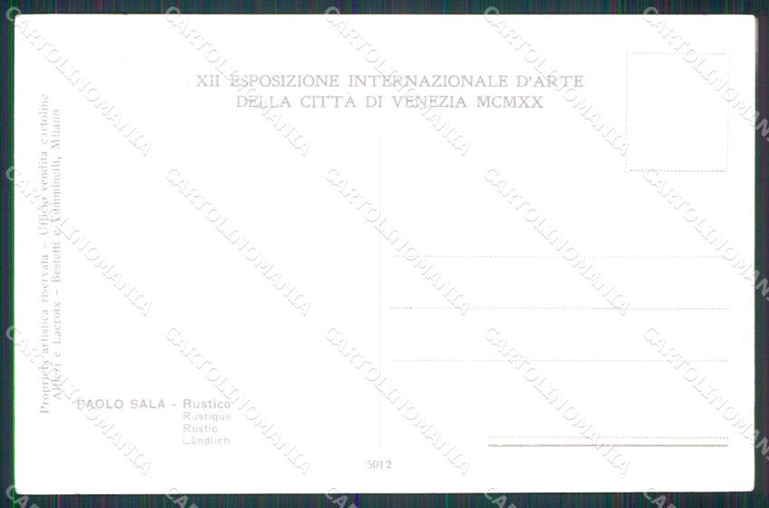 Venezia Città XII Esposizione Internazionale d'Arte Rustico cartolina RT7726 – retro