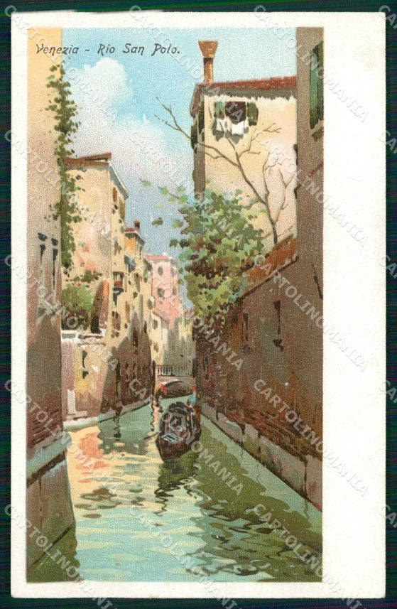 Venezia Città Rio San Polo Barca Illustratori cartolina RT7731 – fronte
