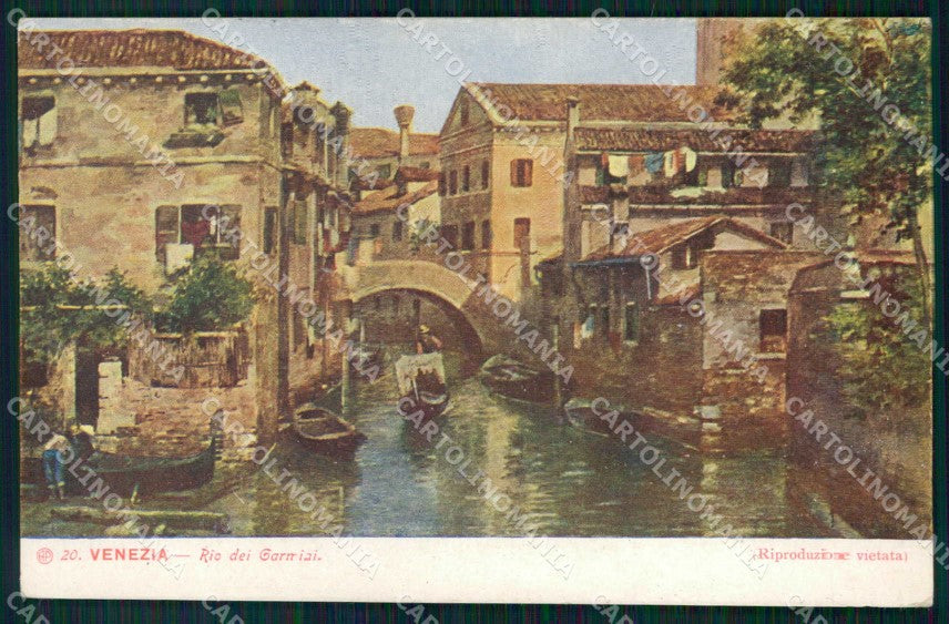 Venezia Città Rio dei Carmini Barche Illustratori cartolina RT7738 – fronte