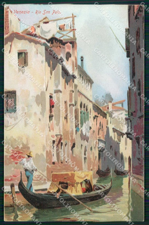Venezia Città Rio San Polo Gondola Illustratori cartolina RT7747 – fronte