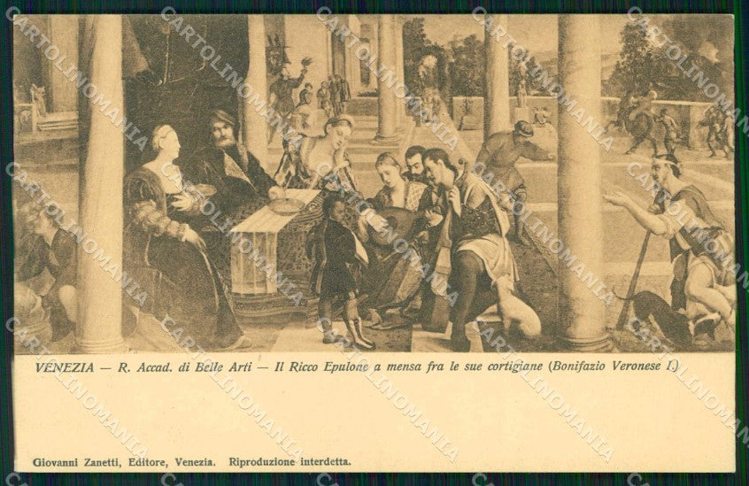 Venezia Città Accademia Belle Arti Ricco Epulone Cortigiane cartolina RT7766 – fronte