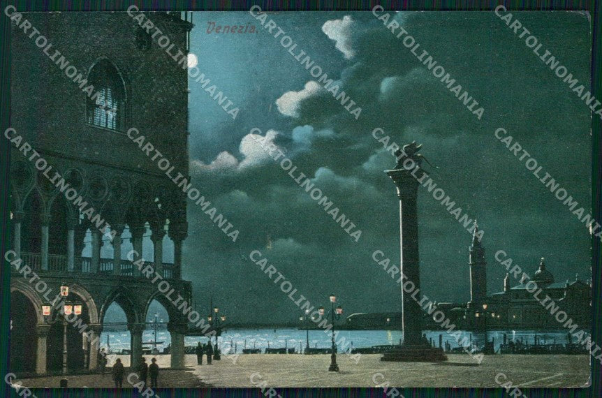 Venezia Città Piazza San Marco Chiaro di Luna Fabbrica Perle cartolina RT7792 – fronte