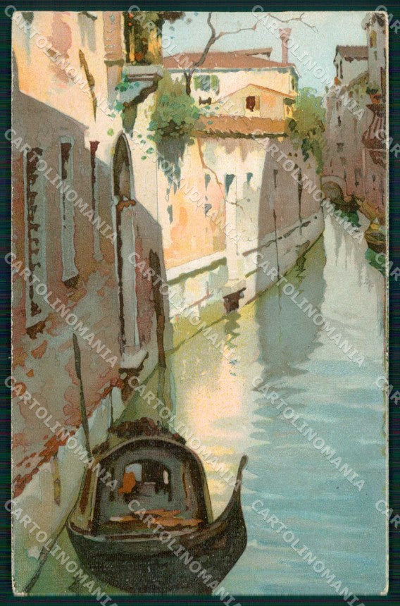 Venezia Città Canale con Barca Merceria Pubblicitaria cartolina RT7801 – fronte