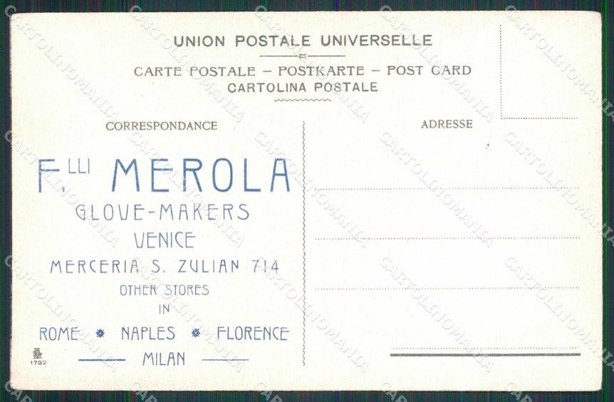 Venezia Città Canale con Barca Merceria Pubblicitaria cartolina RT7801 – retro