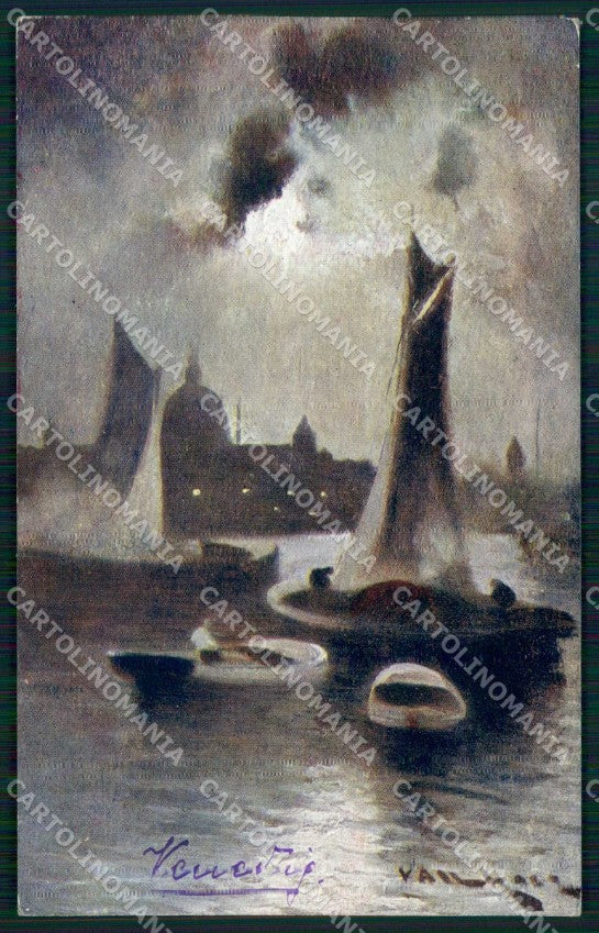 Venezia Città Bacino San Marco Notturno cartolina RT7802 – fronte