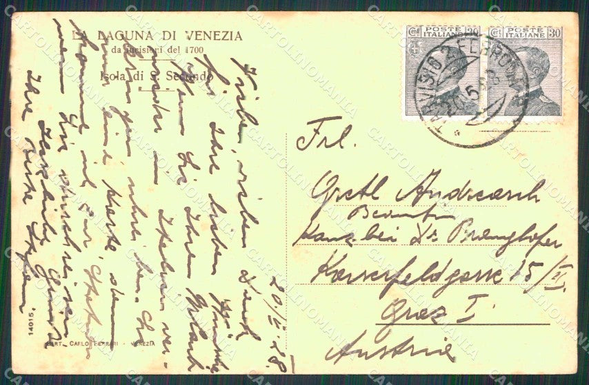 Venezia Città Isola di San Secondo Barche cartolina RT7812 – retro