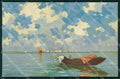 Venezia Città Uomo in Barca Illustratori cartolina RT7832 – fronte
